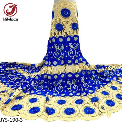 China Royal Blue Velvet Guipure Cord Lace Fabric Viable Nigerian Material Embroidery Large Design African Dress For Women for sale