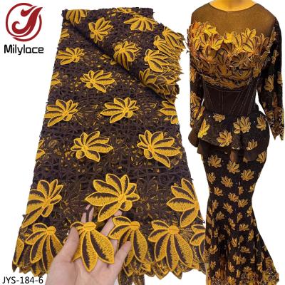 China 2021 Viable African Lace Fabric Nigerian Guipure Flower Embroidery Guipure Cord Lace Fabric for sale