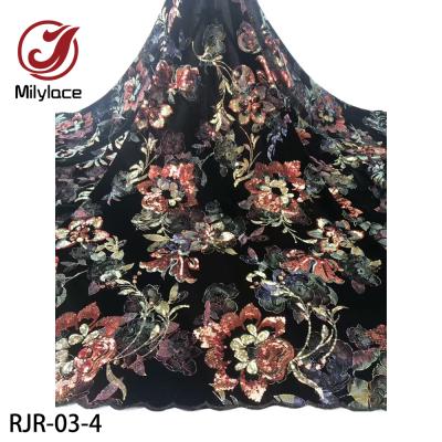 China Viable Luxury Sequins Flower Korean Velvet Lace Fabric Velvet For Wedding Dress for sale