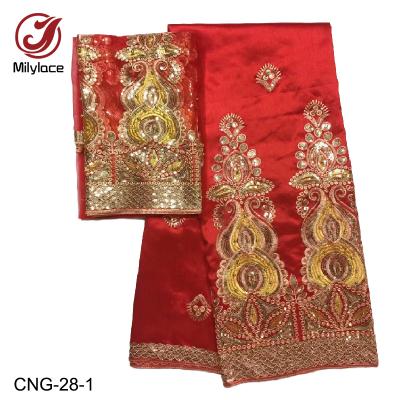 China Viable Hot Sale George Lace Fabric Embroidery with Beads and Sequins for Farmment for sale