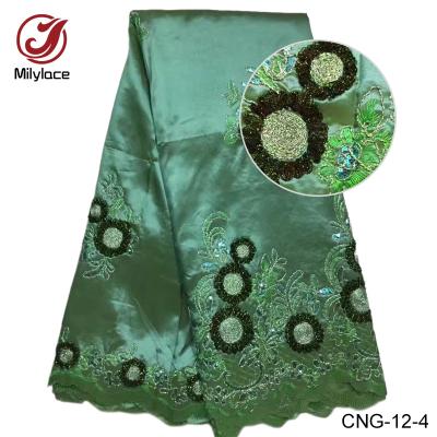 China Sustainable New Fashion 5yards Georges Lace African Embroidered Wedding Fabric For Dresses for sale