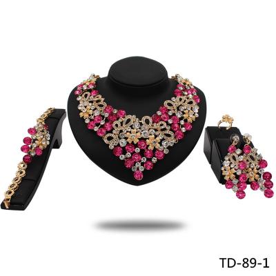 China People Peel Colorful Shiny Rhinestone Jewelry African Women Wedding Jewelry Sets for sale