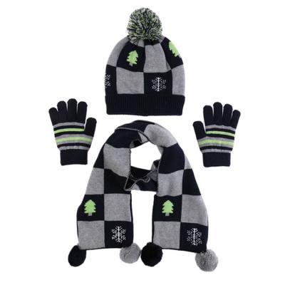 China JOINT Manufacture Cheap Kids Custom Design Knitted Beanie Winter Hat Winter Scarf Winter Gloves Set for sale