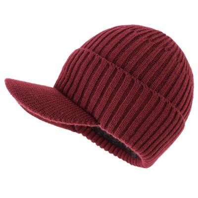 China OEKO-TEX JOINT Winter Hat With Visor Custom Knitted Winter Hats With Bill for sale