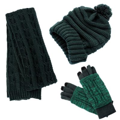 China COMMON Winter Items Manufacture Wholesale Chic Knitted Scarf Hat Glove for sale