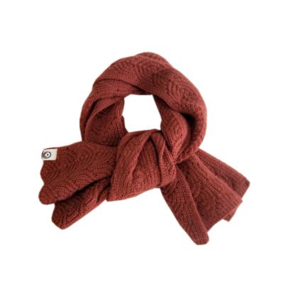 China Fashion Autumn Winter Kids Girls Acrylic mohair knit jacquard soft touch scarf with woven label for sale