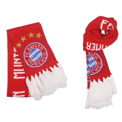 China Bavaria medium acryilc knit jacquard football scarf hot sale football fan scarf custom for sale