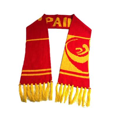 China Custom High Quality Sports Square Logo Unisex Fans Fashion Knitted Soccer Scarf for sale