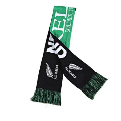 China Wholesale OEM Long Jacquard Sports Promotional Custom Football Team Scarf Knitted Football Scarf With Logo for sale