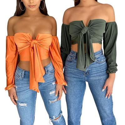 China Hot Summer Breathable Fashion Women Blouse Print Ladies Blouses And Tops Sexy Crop Top Women Long Sleeve Casual Female Shirts Clothing for sale