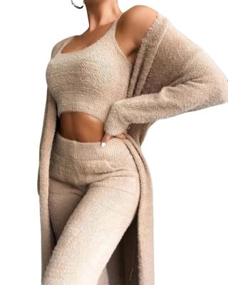 China Solid Color Vest Pants Three-Piece Suit Short Loungewear Long Plush QUICK DRY Coat for sale