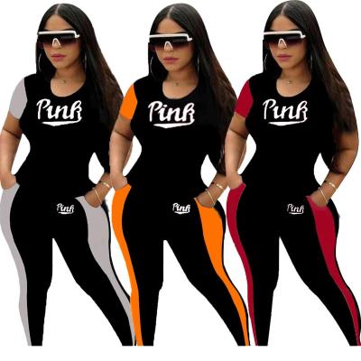 China Hot sale boutique women's fashion letter printing plus-size sports brand name breathable clothing for women two-piece sets for sale