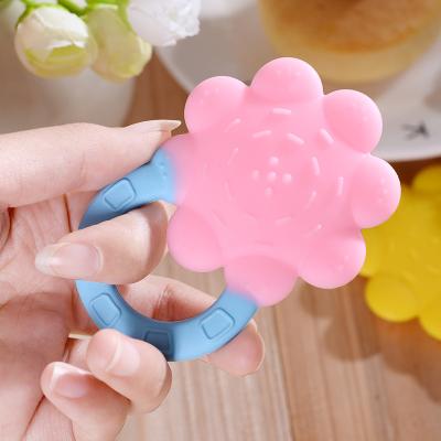 China 100%food Grade Silicone Teehter Bpa Free Silicone Baby Teether Tooth Massager Soother With Handles for sale