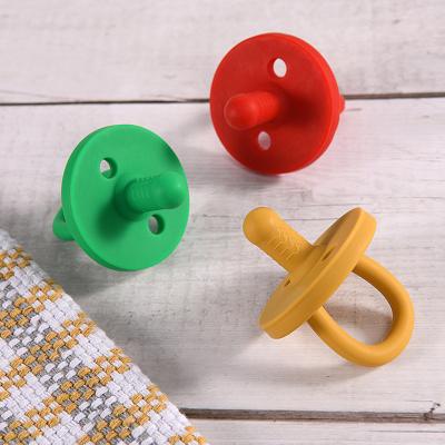 China 100%food grade Silicone Teether 2021 Soft Silicone Newborn Baby Pacifier Dummy Nipple Toy Round Pacifier for sale