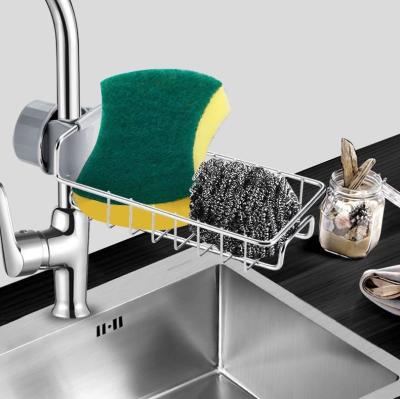 China Viable Home Organizer Adjustable Sink Faucet Storage Rack Soap Dish Rack Shelf Basket Bathroom Kitchen Sponge Holder for sale