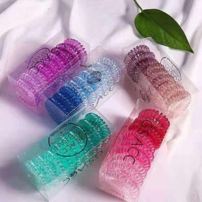 China Fashion Gradient Hair Accessories Ring Custom Elastic Hair Band Telephone Wiring Scruchies Silicone Hair Ties for sale