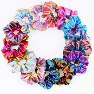 China Fashion Rainbow Jewelry Custom Hair Ties Shiny Glitter Hair Scrunchies Love Elastic Women Hair Accessories Scrunchies for sale