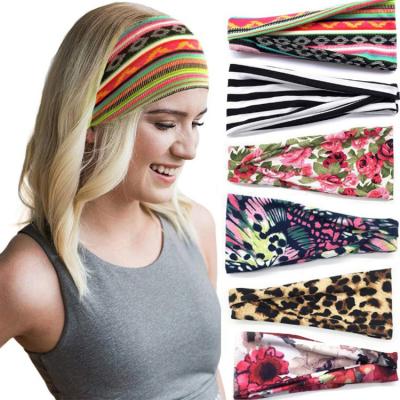 China Fashion autumn style new plus ladies hair band printed headband fitness hair band for sale