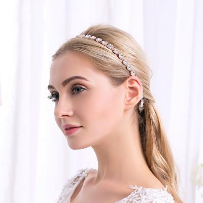 China Ladies Alloy Headwear Luxury Handmade Bridal Elegant Soft Rhinestone Bridal Crown Headband for sale