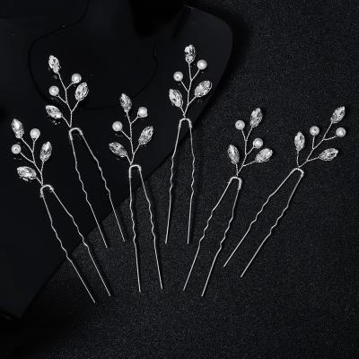 China 2021 Wholesale Woman Vintage Rhinestone Bridal Hairpin Handmade Pearls Bridal Hairpin for sale