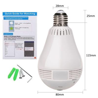 China Hot Sale 3.0MP Vision Smart 360 Small Mini Bulb Camera Panoramic V380 Hidden Camera for sale