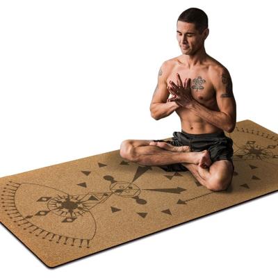 China Durable Anti-Slip Waterproof Washable Custom Logo Digital Printing Cork Tape Eco-friendly Yoga Mat for sale