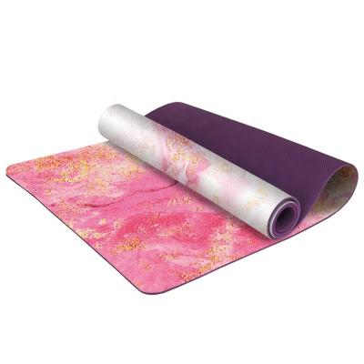 China 6MM Customized Floor Exercise Waterproof Washable Durable Anti-Slip Mat Pink For Pilates And Yoga Tape Design for sale