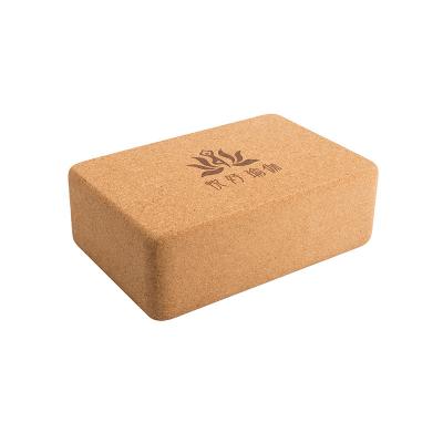 China Custom Eco Friendly Printed Primary Logo Environmental Friendly Color Rectangular Cork Yoga Block for sale