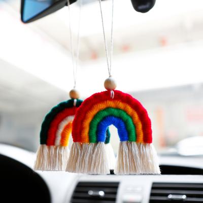 China Accessories Pendant Rainbow Hand - Lucky Beautiful Rainbow Hand Woven Coin Pendant Car Accessories Coin Pendant Woven Pendant for sale