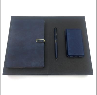 China Customized business luxury promotional gift set notebook luxury corporate powerbank ballpen gift set for sale