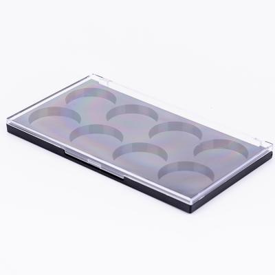 China Black Square Round Clear Transparent Container Recycled Materials 8 Holes Plastic Eyeshadow Case For Makeup Products for sale