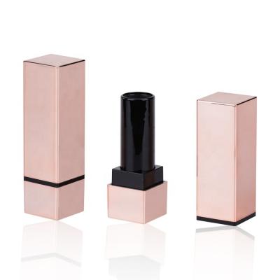 China Custom 4G Recyclable Your Own Logo Empty Cosmetic Container Shiny Rose Gold Lipstick Tube for sale