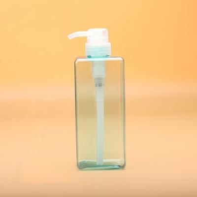 China 650ml Cosmetic Transparent Cosmetic Liquid Soap Dispenser Empty Green Shampoo Bottle for sale