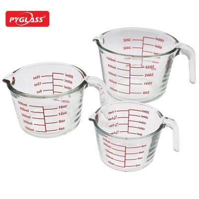 China Microwave and Oven Safe Clear Sustainable Glass Measuring Cup Measuring Cups With Measures for sale