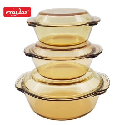 China High Clear Microwavable Borosilicate 0.7L-2.0L Glass Casserole Dish - Cassrole Pot With Glass Lid for sale