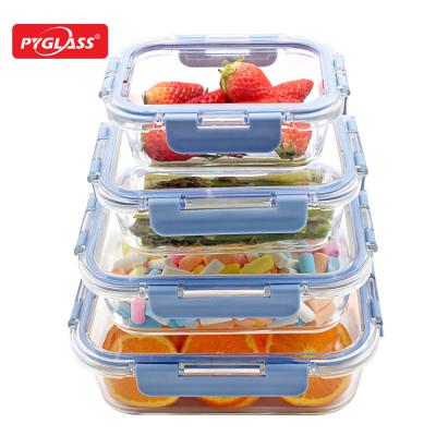 China Sustainable Meal Prep Container Glass Box/Pyrex Food Storage Container Oven Safe Lunch Box for sale