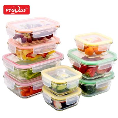 China Sustainable Folding Stored Borosilicate 3 Compartment PP Glass Lid Wholesale Eco Friendly Food Container For Prep Vacuum Storage Set With Airtight Lock for sale