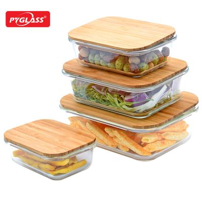 China Sustainable Natural Bamboo Plastic Freestanding Glass Food Containers Bento Lunch Box for sale