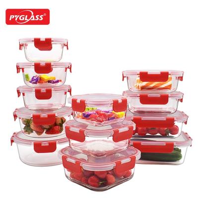 China Large 12 Piece PP Glass Lid Stocked Top Clear Food Container For Fridge Preservation Storage Set With Airtight Lock Flat Pack for sale