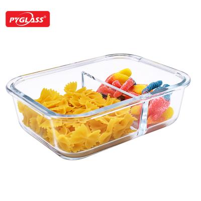 China Sustainable Pyrex Glass Food Storage Containers Container House Glass Lunch Box With 3 Compartment 5Pack for sale