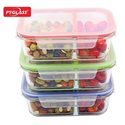 China Sustainable Glasslock Compartment Food Storage Container Set , Clear High Strength Glass Meal Prep Containers for sale