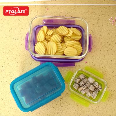 China Hot Sale Kitchen Food Storage Container Set Microwave Sustainable Glass Utensils Sealed Lunch Box For Kitchen for sale