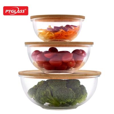 China Minimalist high borosilicate glass bowls set with lids for sale