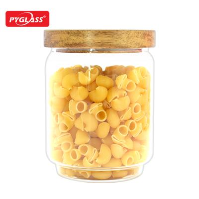 China Sustainable New Trend Glass Storage Jars , Storage Containers With Natural Bamboo Lids for sale