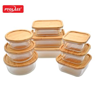 China New Sustainable Eco Friendly Lunch Box/Glass Food Container/Plastic Free Storage Container with Bamboo Lid for sale