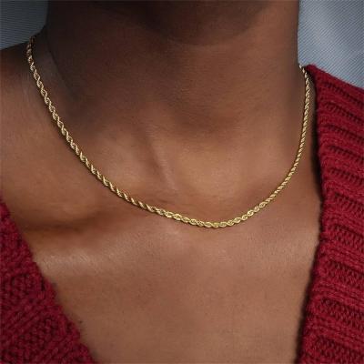 China Fashion 3mm Thick Rope Chain Stainless Steel Jewelry Necklace Accessories Environmentally Friendly High Quality Luxury Thick Accessories Wholesale for sale