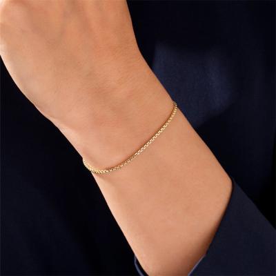 China Environmental Friendly Titanium 316l Stainless Steel Box Chain Bracelet Minimal Tasty Thin Bracelet For Girls Diapers Wear for sale