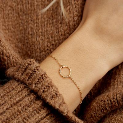 China Charm Environmental Friendly Wholesale Thin Tasty Simple Circle Hammer 11mm Link Chain Women Stainless Steel Bracelet for sale