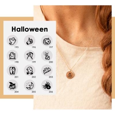 China Halloween Cosplay Designs Mirror Link Chain Simple Environmental Friendly Disc Ghosts Charm Necklace 14k Gold For Gifts for sale