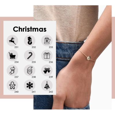 China Environmental Friendly 9mm Round Disc With Engrave Snowflake ELKS Series Custom Charm Bracelet For Women Girl Christmas Gift for sale